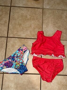 Indie Blue swim suit with extra bottoms size 7